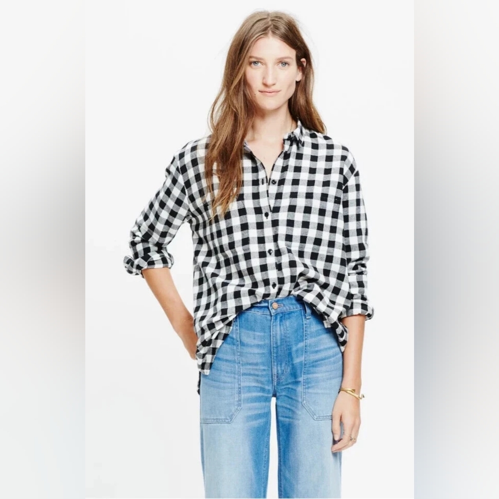 Madewell Black and White Checkered Boyshirt Size M